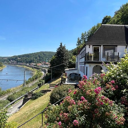 Sächsische Schweiz Ferienhaus mit Elbblick Sauna und Kamin Königstein Exterior foto